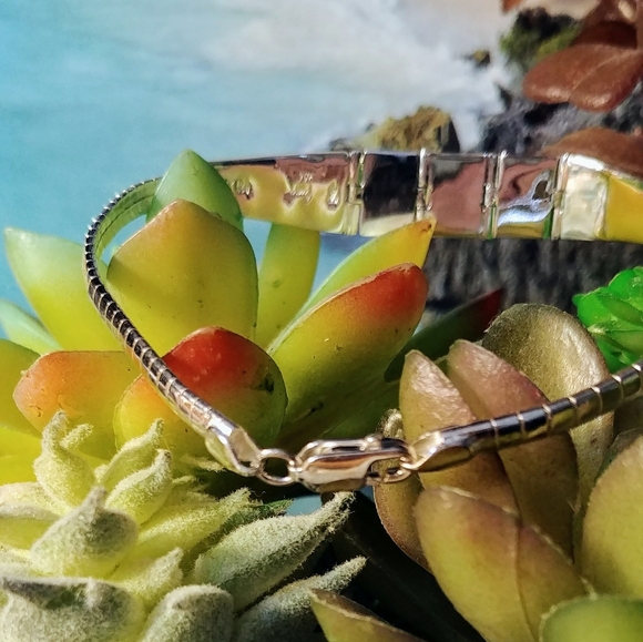 Omega Opal Bracelet .950 Sterling Silver - Picture 3 of 8